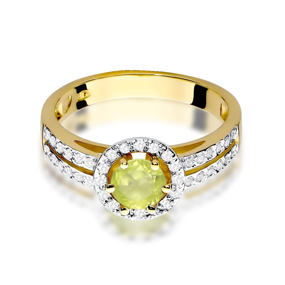 Gold Ring With Peridot And Diamonds