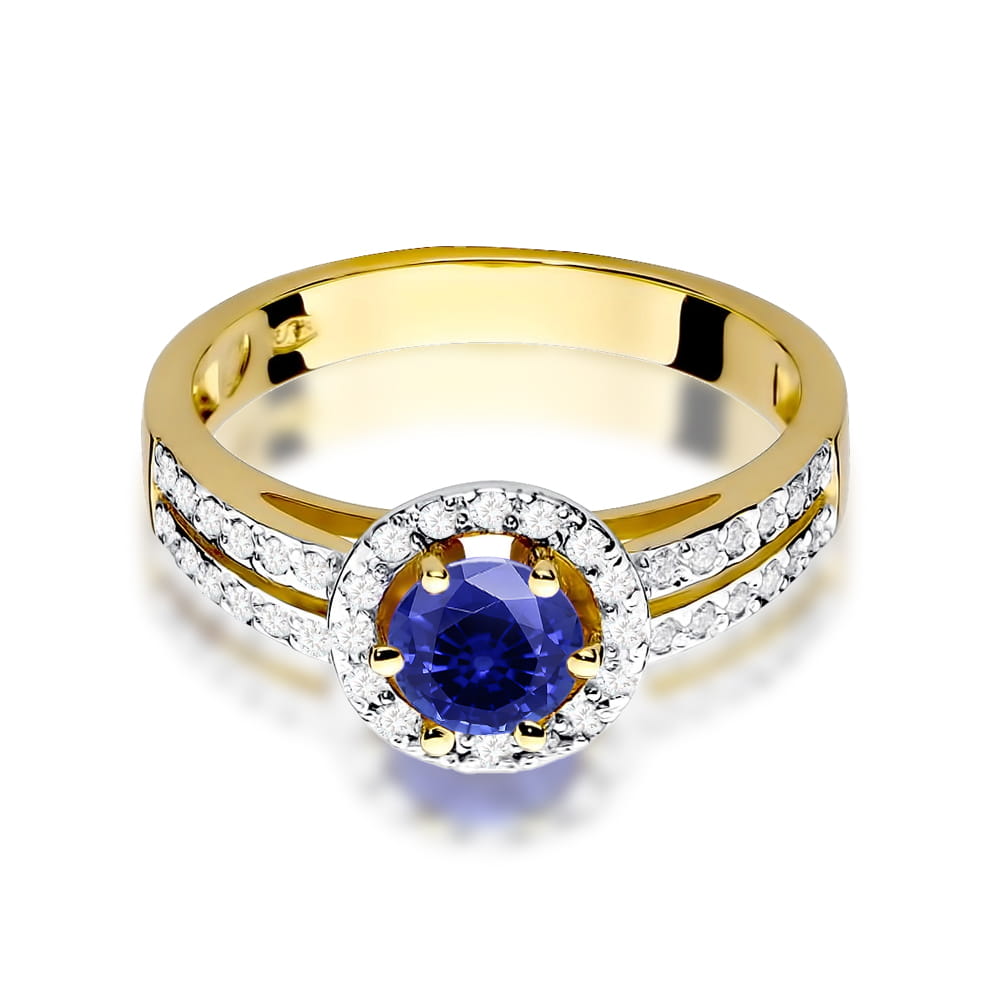 Gold Ring With Sapphire And Diamonds