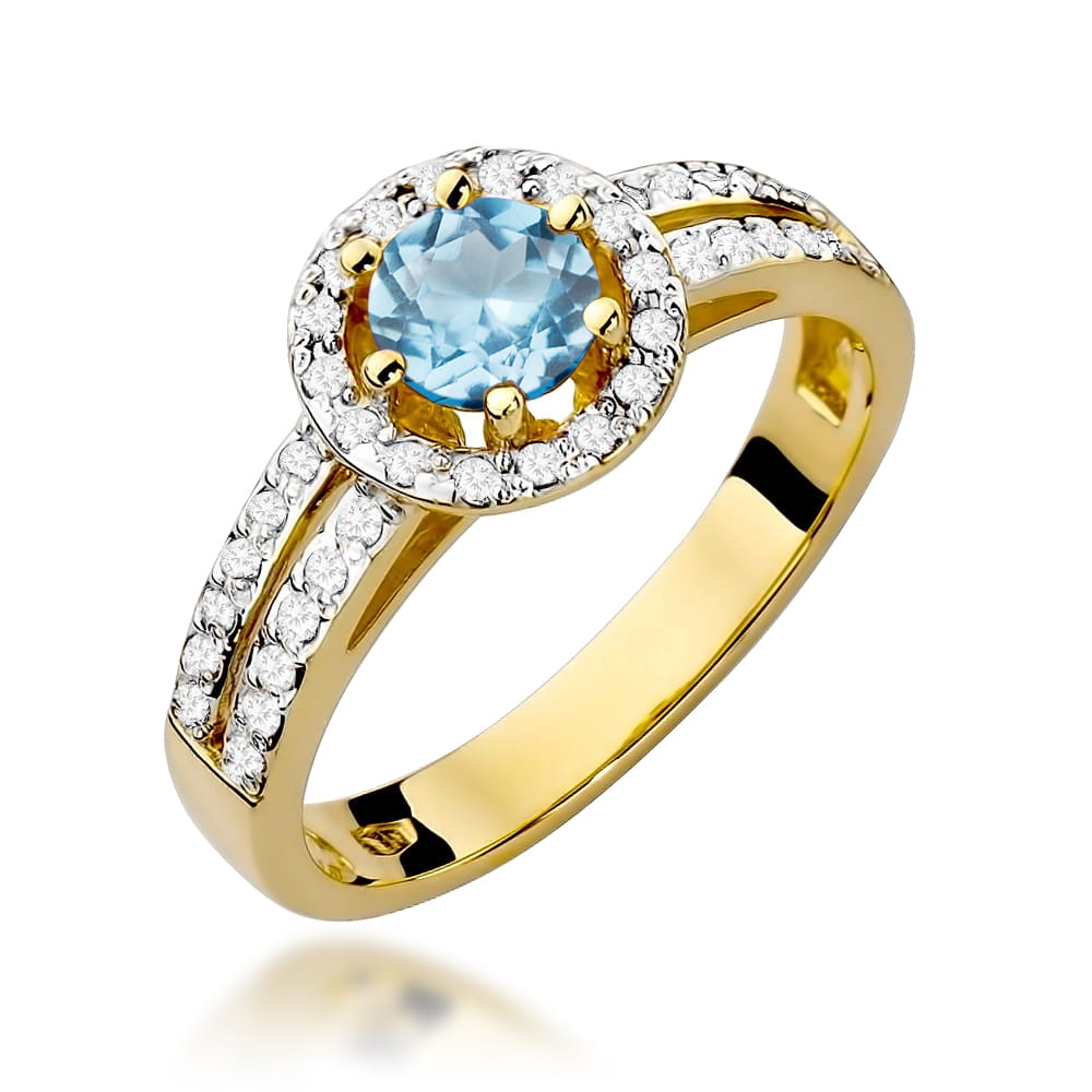Gold Ring With Topaz And Diamonds