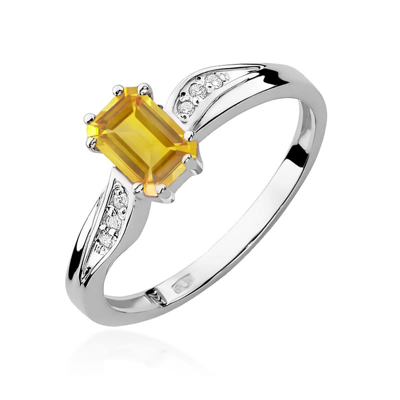 Gold Ring With Citrine And Diamonds