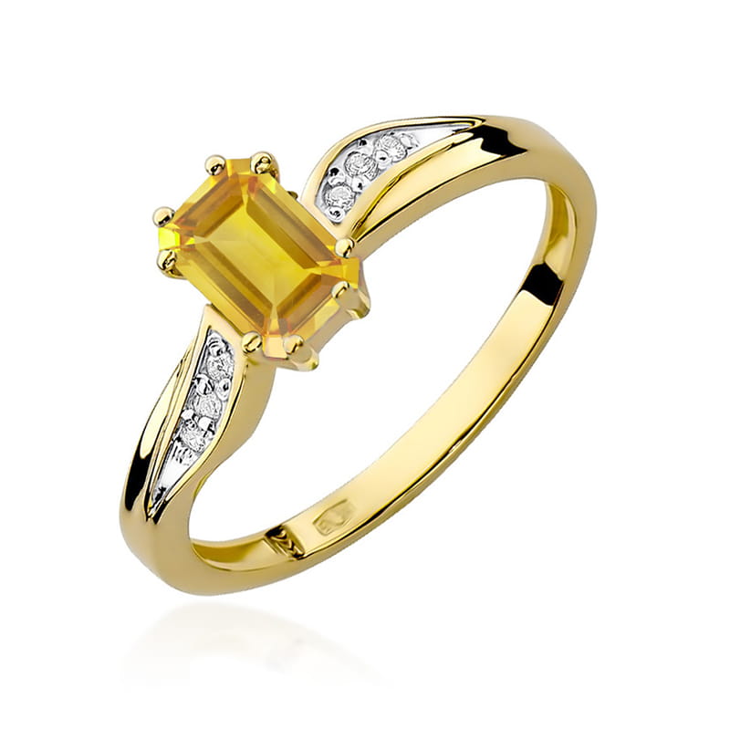 Gold Ring With Citrine And Diamonds