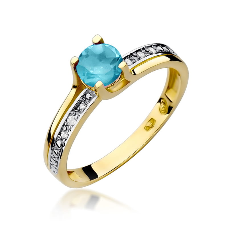 Gold Ring With Topaz And Diamonds