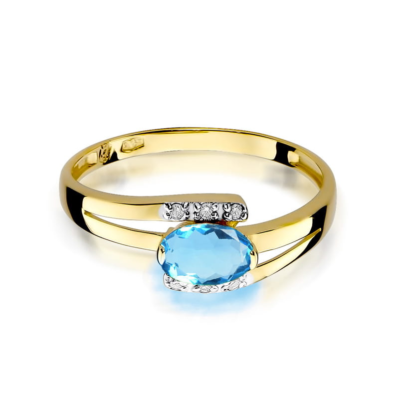 Gold Ring With Topaz And Diamonds