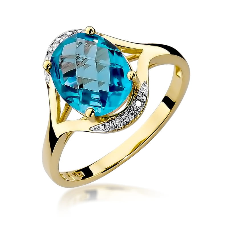 Gold Ring With Topaz And Diamonds