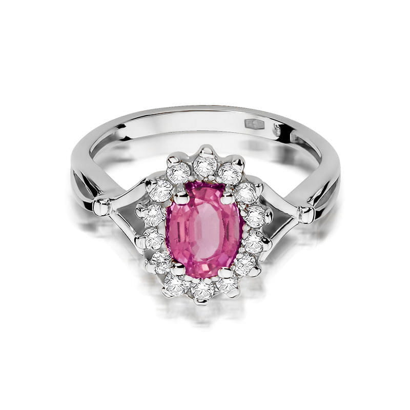 Gold Ring With Pink Topaz And Diamonds