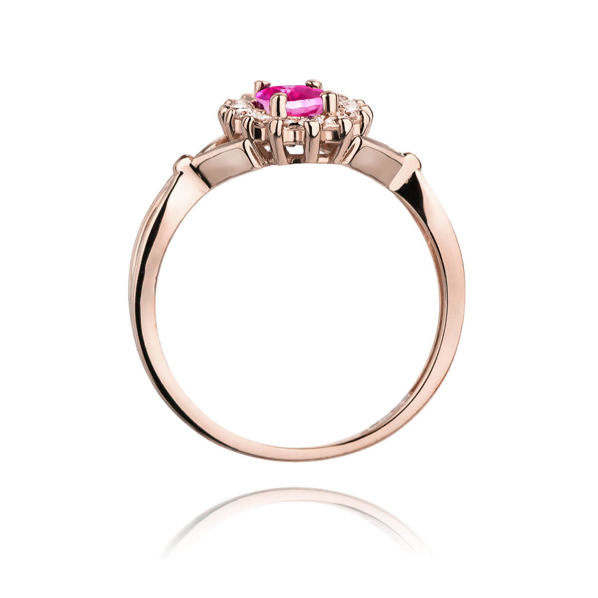 Gold Ring With Pink Sapphire And Diamonds
