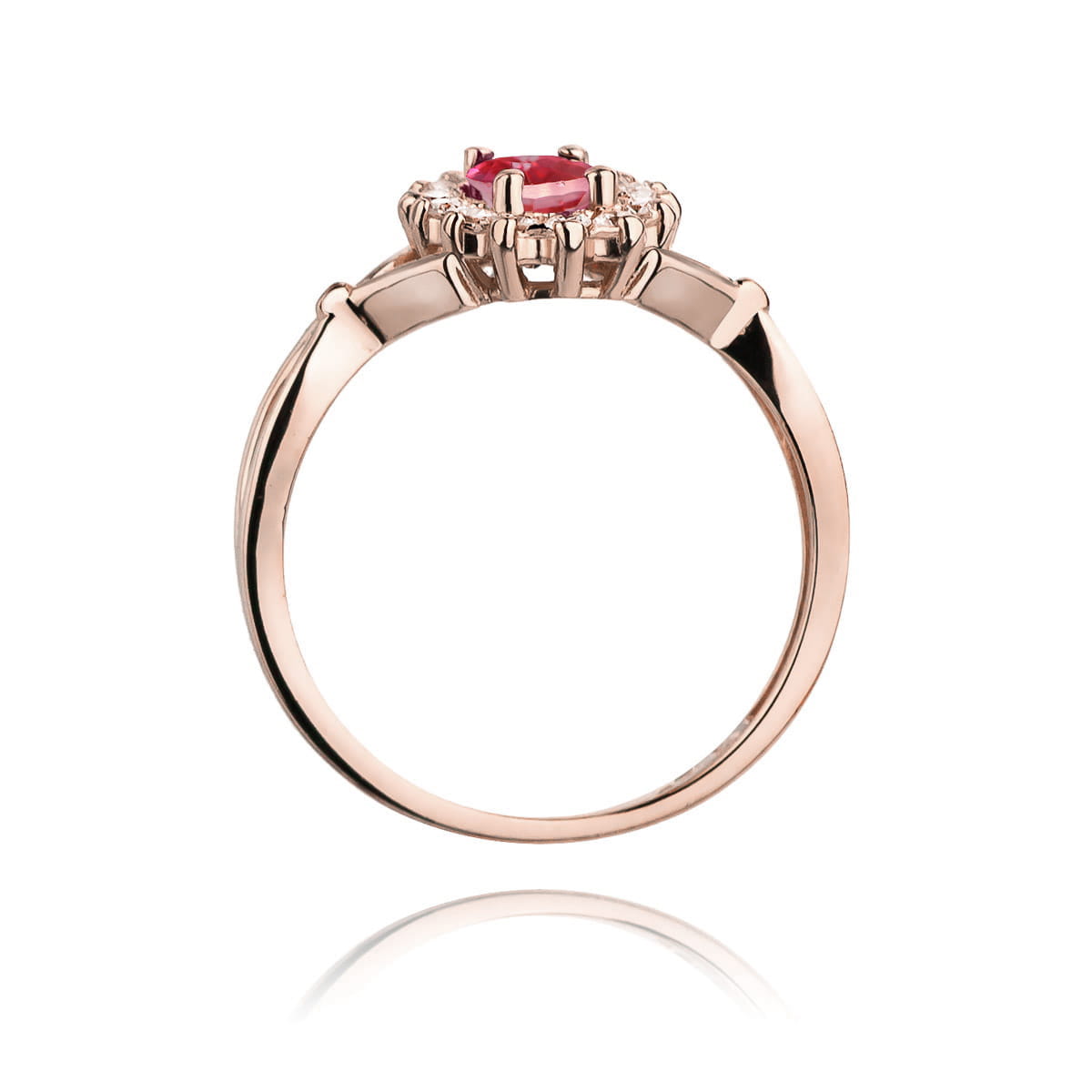 Gold Ring With Pink Topaz And Diamonds