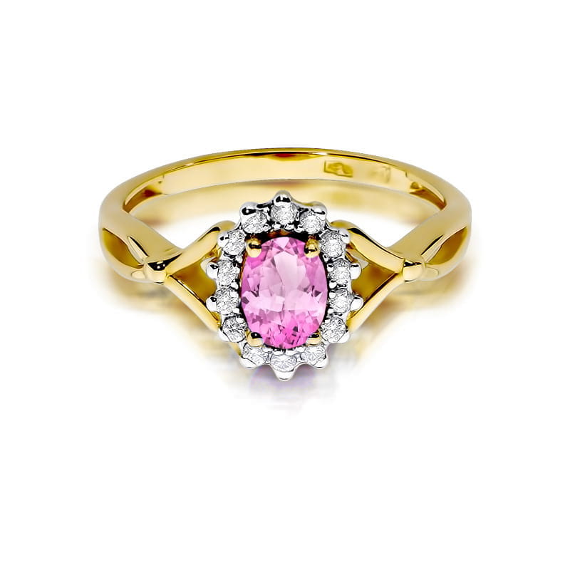 Gold Ring With Pink Sapphire And Diamonds