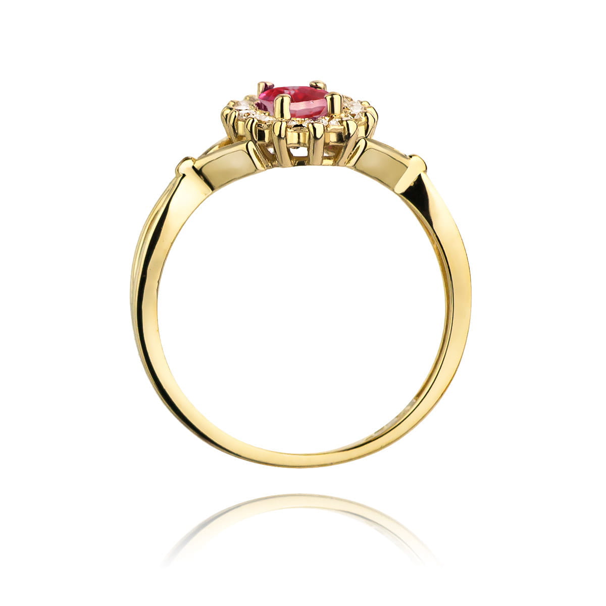 Gold Ring With Pink Topaz And Diamonds