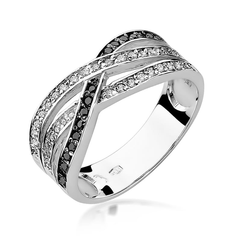 Gold Ring With Black And White Diamonds