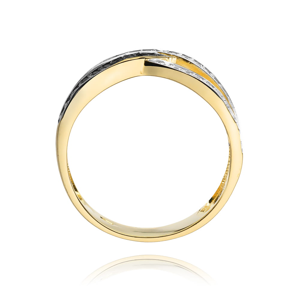 Gold Ring With Black And White Diamonds