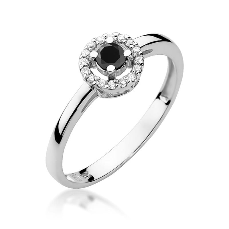 Gold Ring With Black And White Diamonds