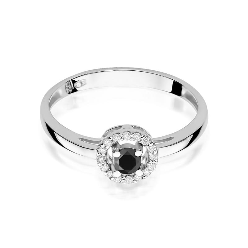 Gold Ring With Black And White Diamonds