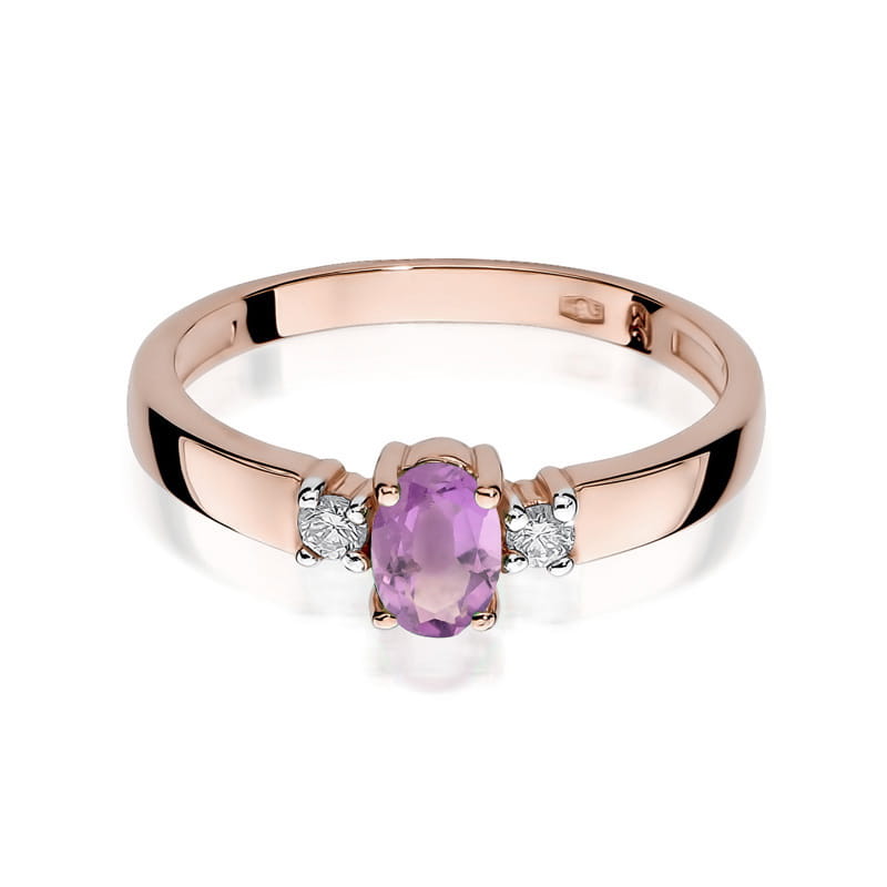 Gold Ring With Amethyst And Diamonds