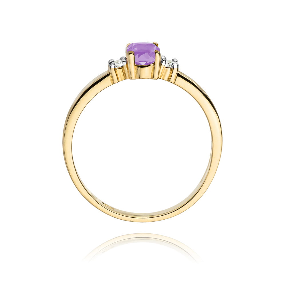 Gold Ring With Amethyst And Diamonds