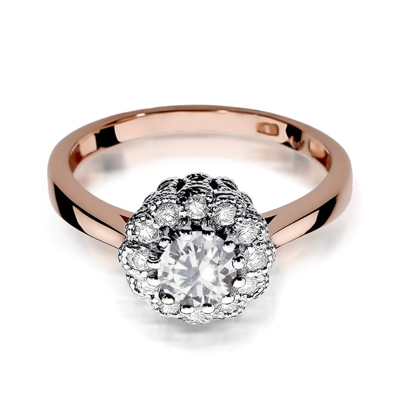 Gold Ring With White Sapphire And Diamonds