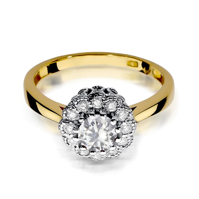 Gold Ring With White Sapphire And Diamonds