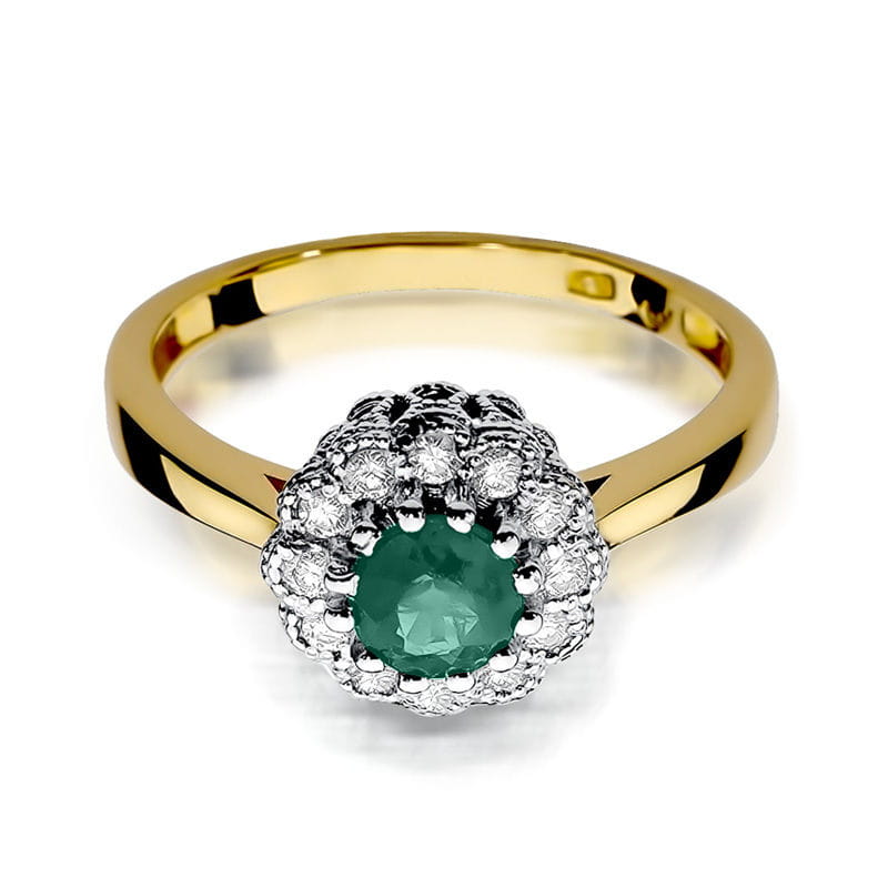 Gold Ring With Emerald And Diamonds
