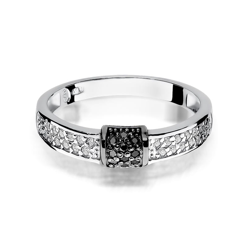 Gold Ring With Black And White Diamonds