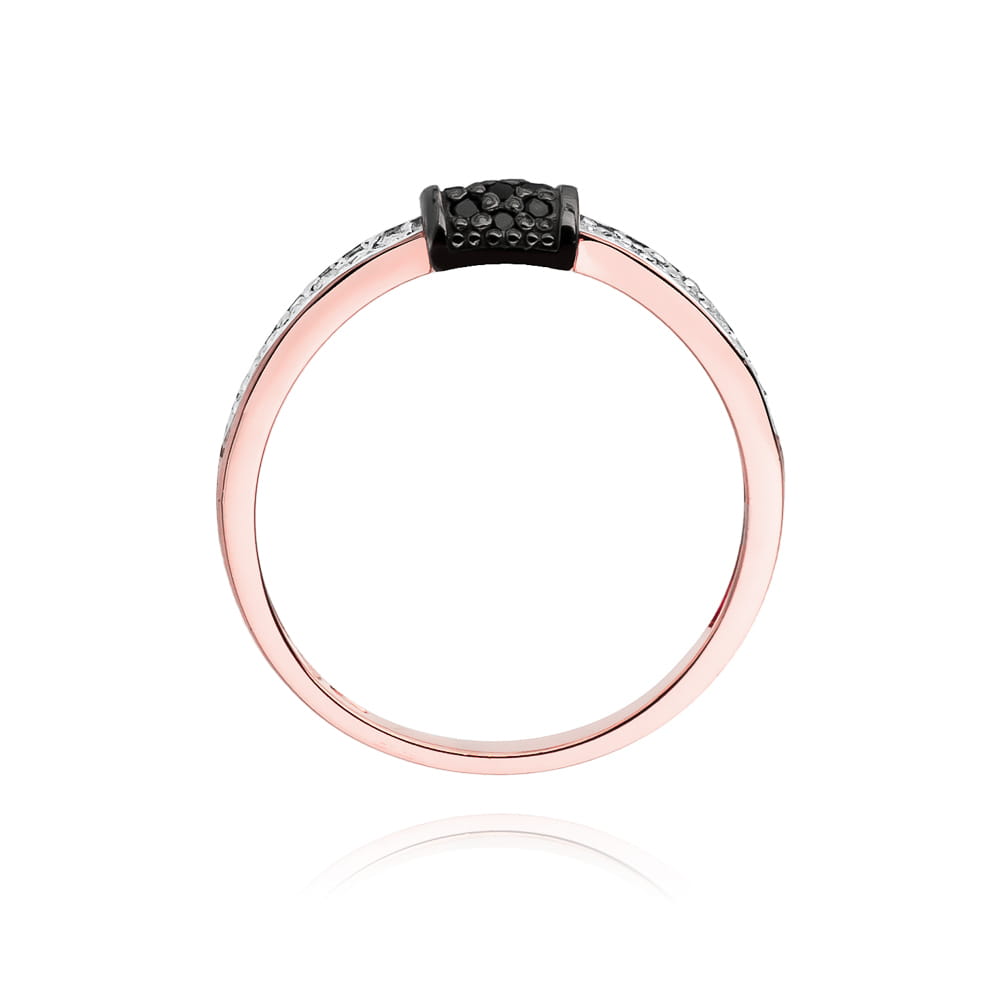 Gold Ring With Black And White Diamonds