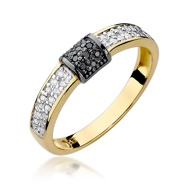Gold Ring With Black And White Diamonds