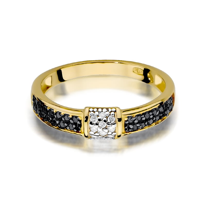 Gold Ring With Black And White Diamonds