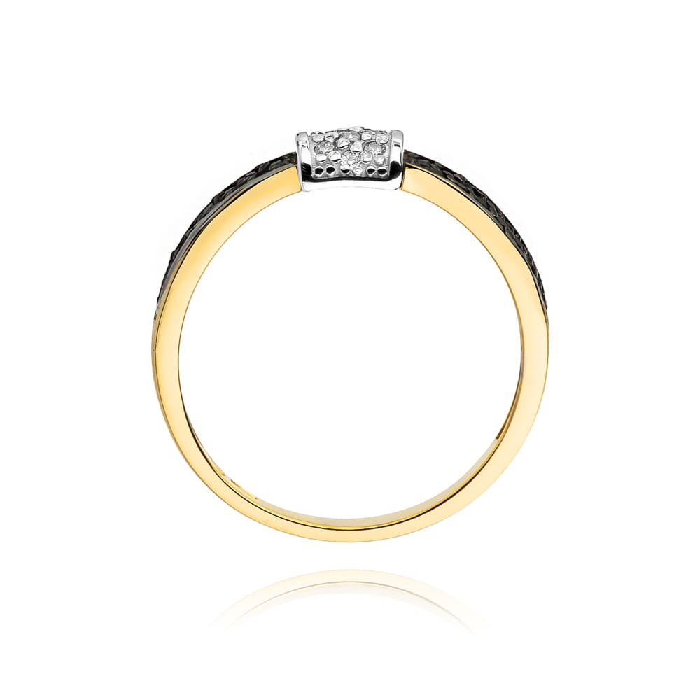 Gold Ring With Black And White Diamonds