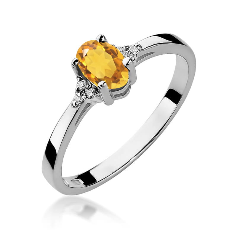 Gold Ring With Citrine And Diamonds