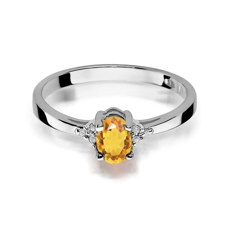 Gold Ring With Citrine And Diamonds