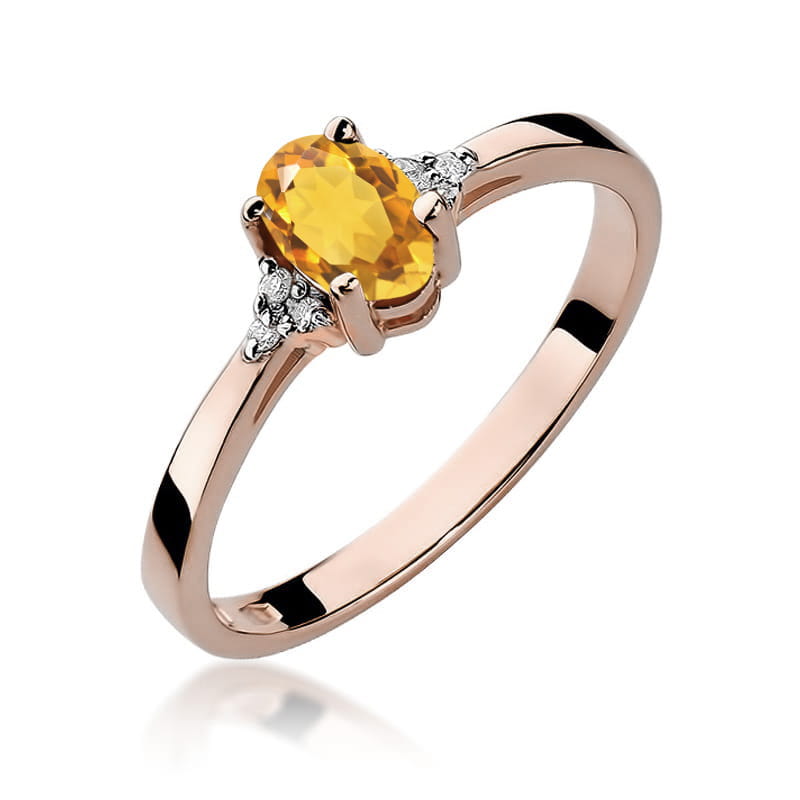 Gold Ring With Citrine And Diamonds