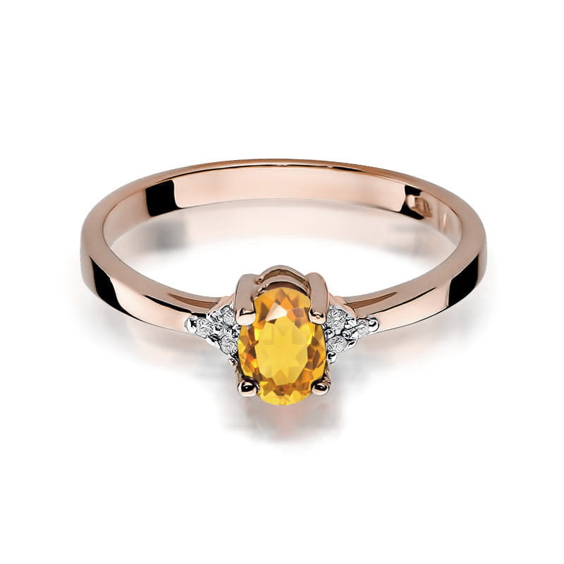 Gold Ring With Citrine And Diamonds