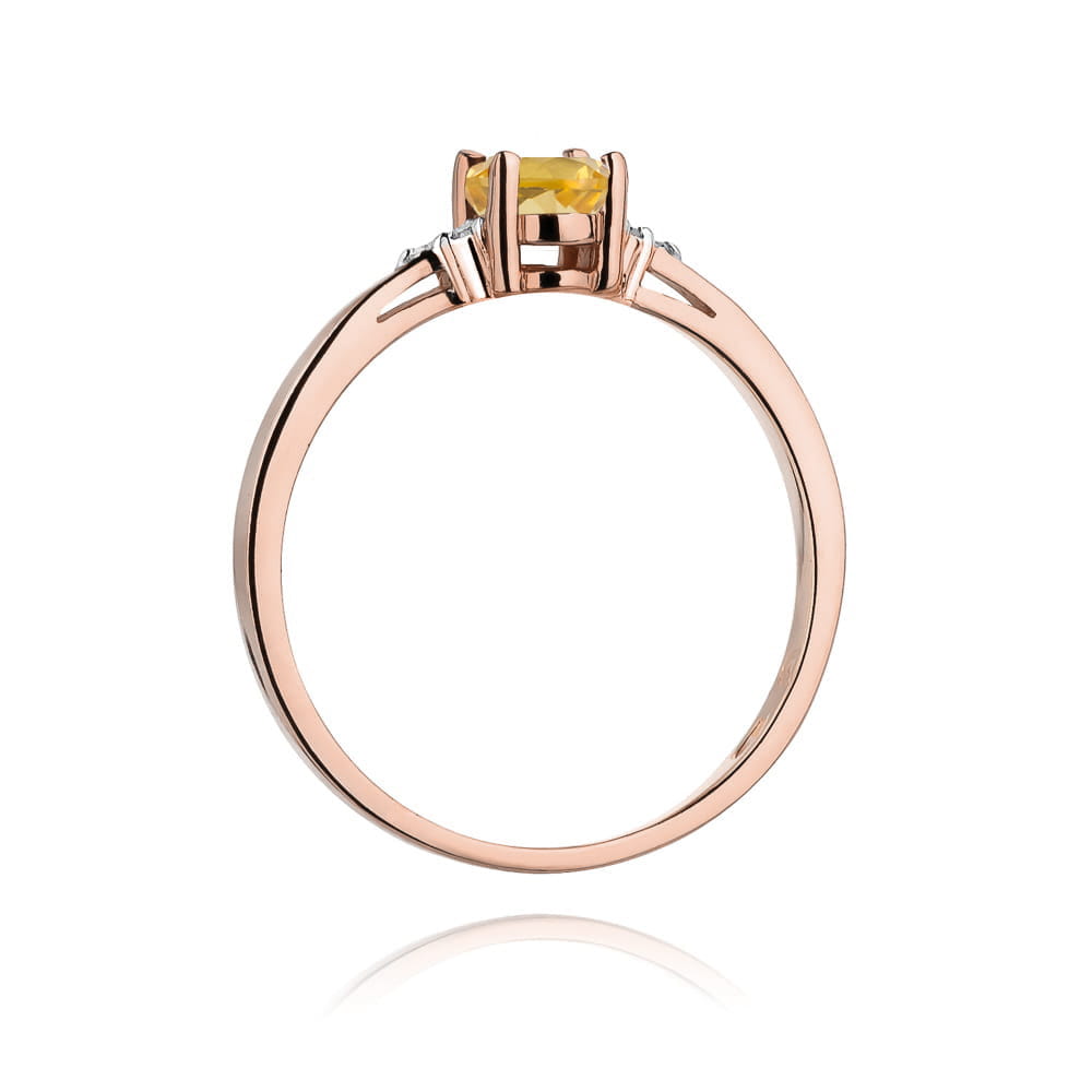 Gold Ring With Citrine And Diamonds