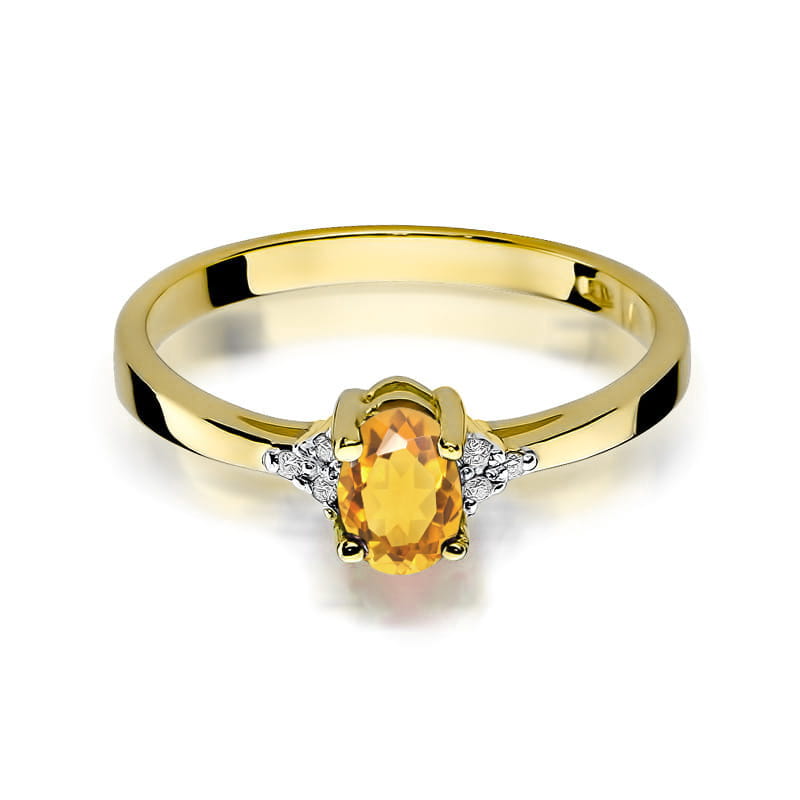 Gold Ring With Citrine And Diamonds