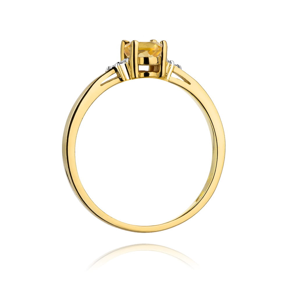 Gold Ring With Citrine And Diamonds