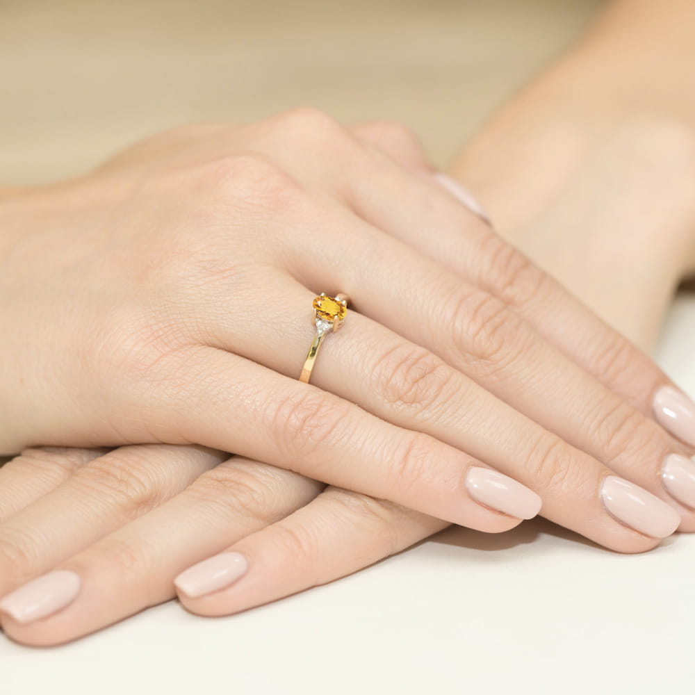 Gold Ring With Citrine And Diamonds