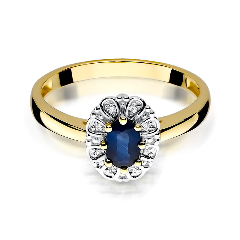 Gold Ring With Sapphire And Diamonds