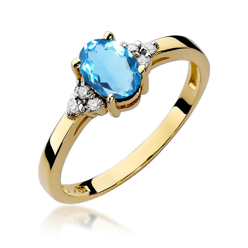 Gold Ring With Topaz And Diamonds