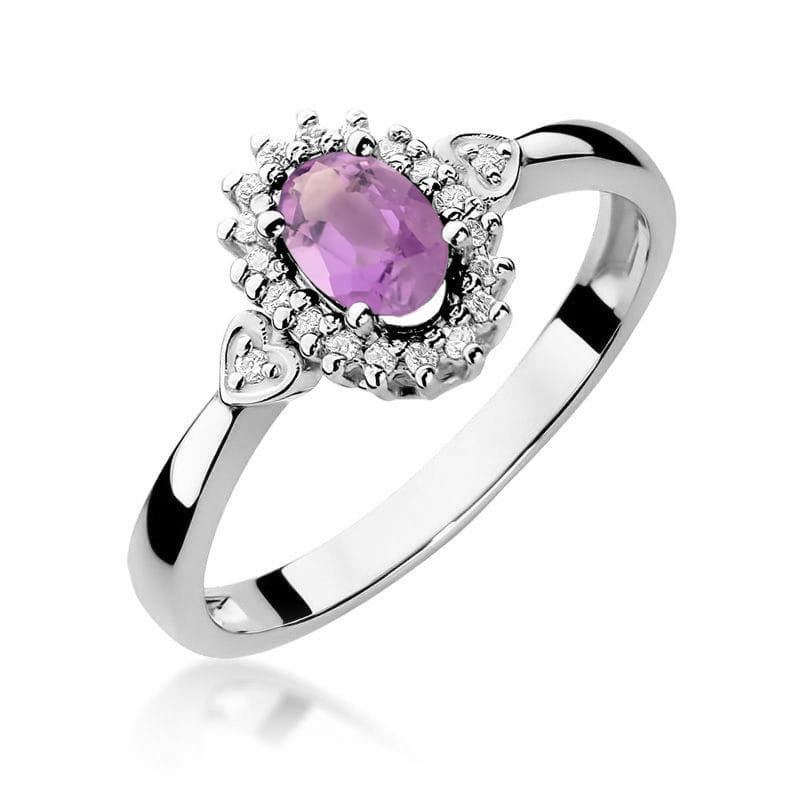 Gold Ring With Amethyst And Diamonds