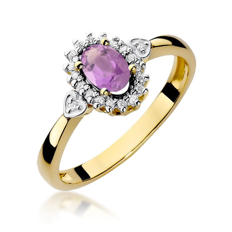 Gold Ring With Amethyst And Diamonds