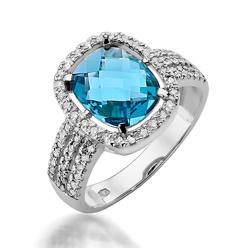 Gold Ring With Topaz And Diamonds