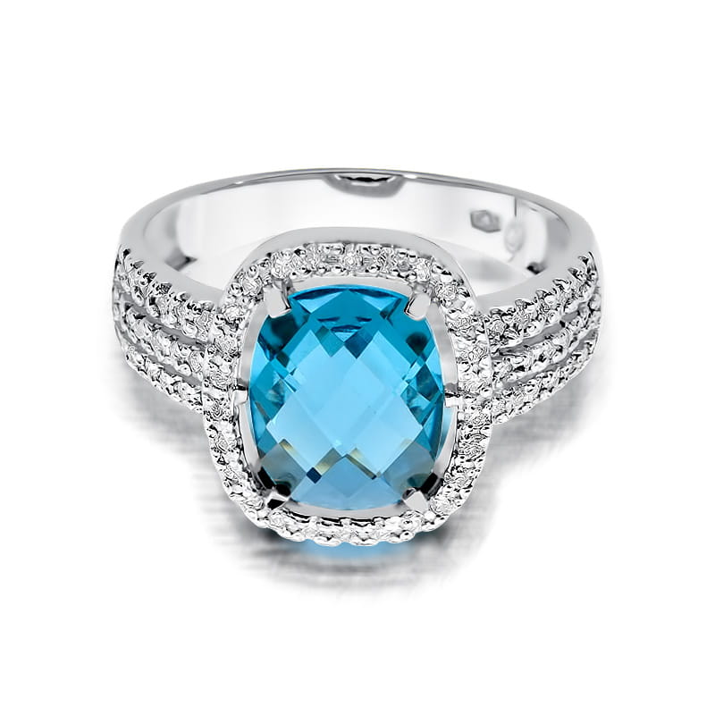 Gold Ring With Topaz And Diamonds