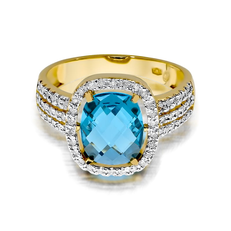 Gold Ring With Topaz And Diamonds
