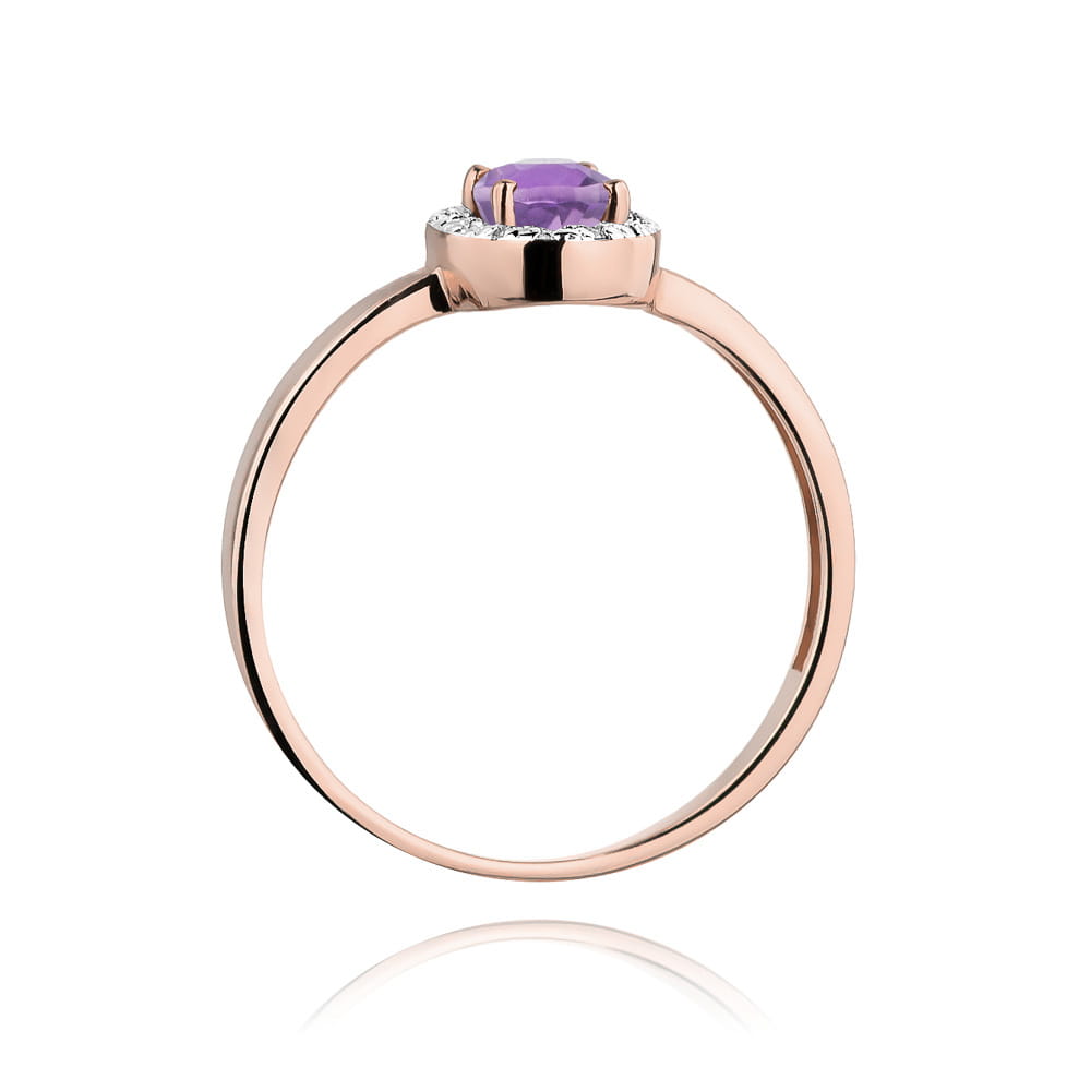 Gold Ring With Amethyst And Diamonds