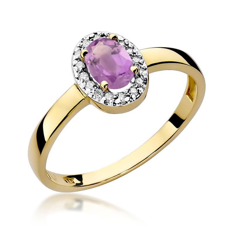 Gold Ring With Amethyst And Diamonds