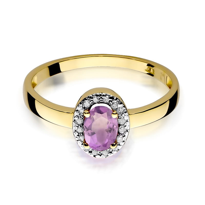 Gold Ring With Amethyst And Diamonds