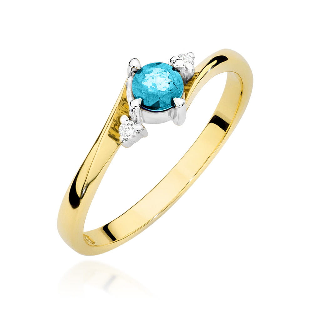 Gold Ring With Topaz And Diamonds