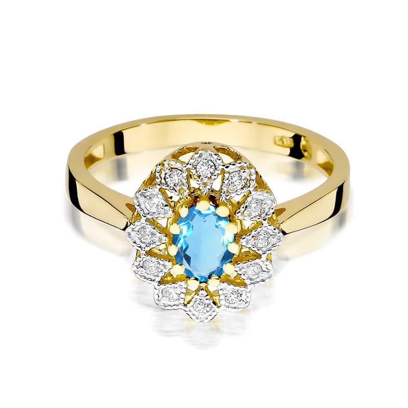 Gold Ring With Topaz And Diamonds