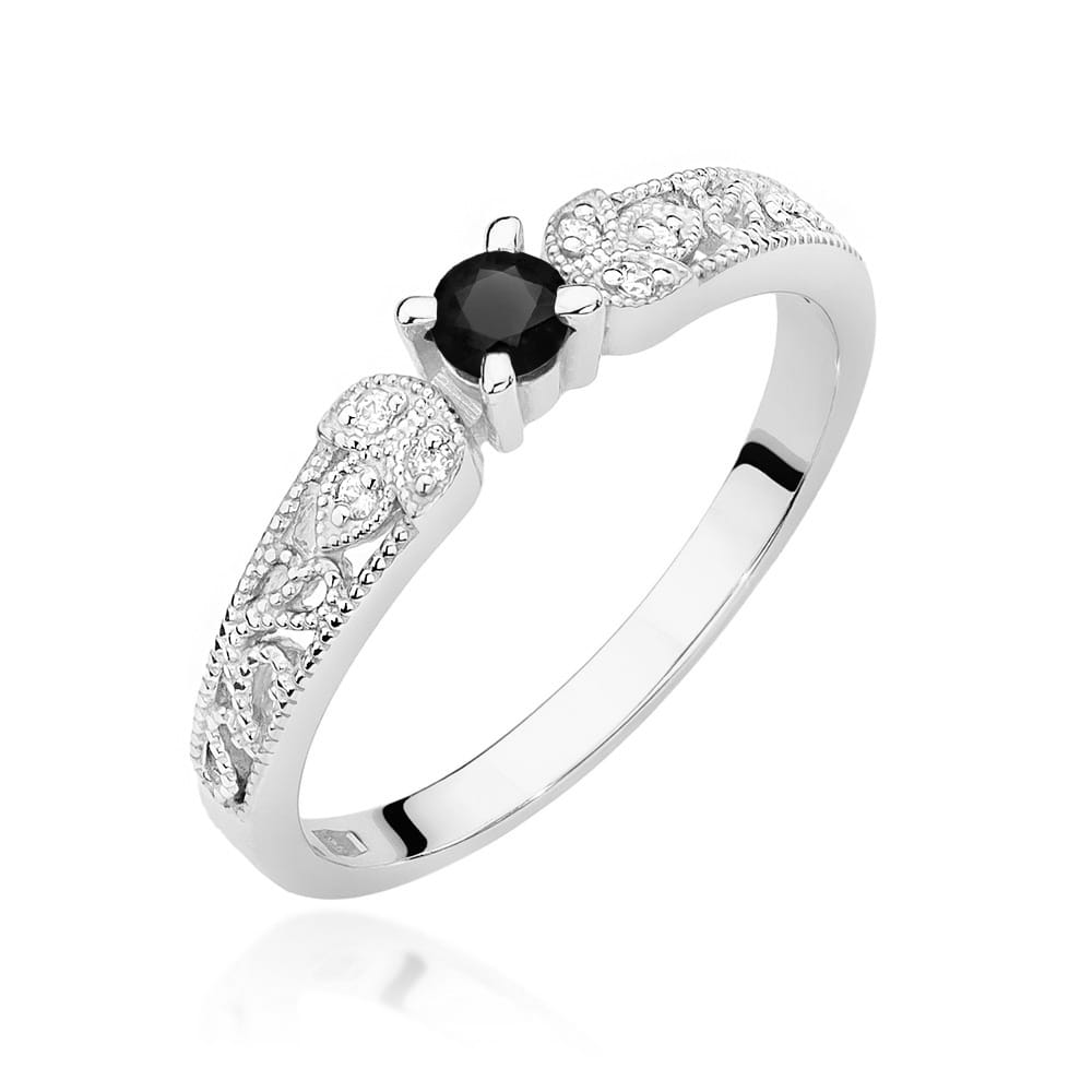 Gold Ring With Black And White Diamonds