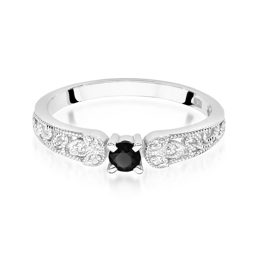 Gold Ring With Black And White Diamonds