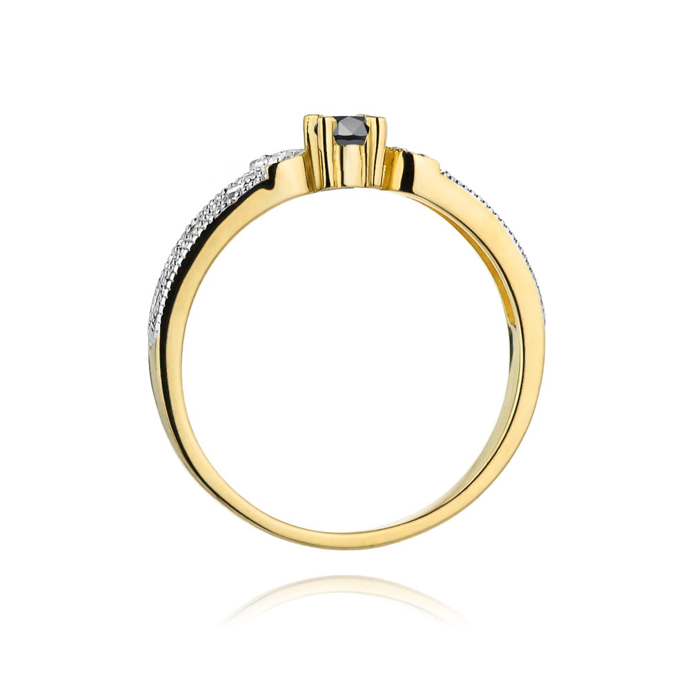 Gold Ring With Black And White Diamonds